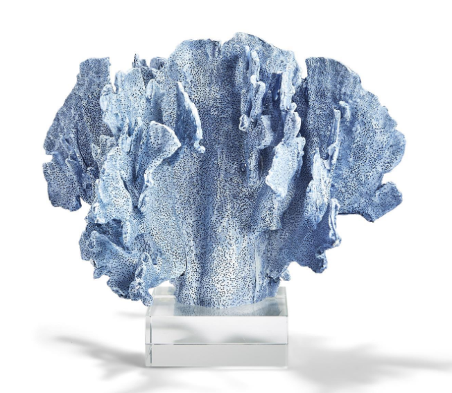 Williams-Sonoma Home Blue Coral Sculpture on Glass Stand