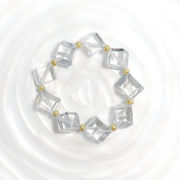 Cube crystal quartz and gold spacers bracelet
