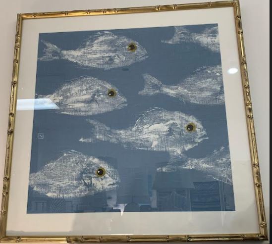 Painted Fish on Linen (Original Nantucket Gyotaku)