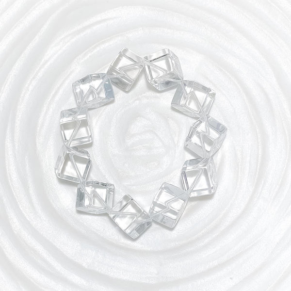 Plain cube crystal quartz bracelet
