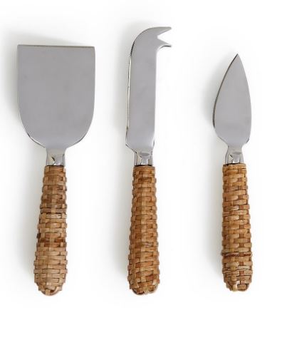 Wicker Weave Cheese Knives Set of Three