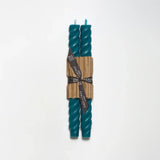 10" Rope Taper Handmade Beeswax Candles: Cobalt