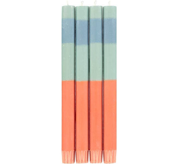 ABSTRACT Striped Opaline, Pompadour & Rust Eco Dinner Candles