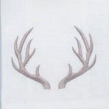 Antlers Linen Towel: Beige with White