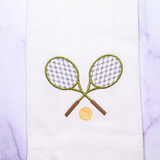 Tennis Linen Towel: White (Olive)