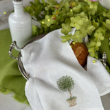 Herb Topiary Linen Towel: White (Green)