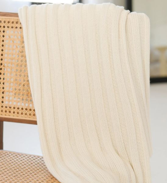 Cotton Cashmere Chunky Rib Throw