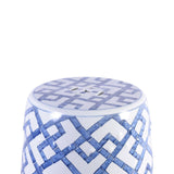 Blue and White Bamboo Joints Garden Stool