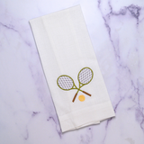 Tennis Linen Towel: White (Olive)