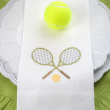 Tennis Linen Towel: White (Olive)