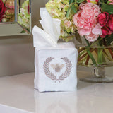 Bumble Bee Linen Tissue Box Cover: White (Taupe)