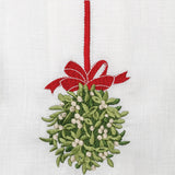 Mistletoe Ball Linen Towel - Christmas: White (Green/Red)