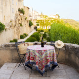 Jardin Red & Grey | French Tablecloths: 59" x 59"