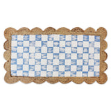 Blue Check with Jute Scallops Rug
