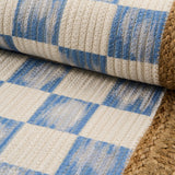 Blue Check with Jute Scallops Rug