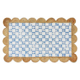 Blue Check with Jute Scallops Rug