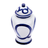 Blue And White Porcelain Brushstroke Temple Jar - Large