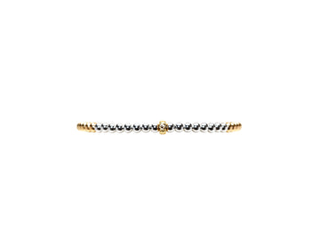 3MM YELLOW GOLD FILLED BRACELET WITH 3MM STERLING SILVER AND 14K GOLD RONDELLE