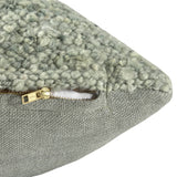 Textured Wool Boucle Decorative Cushion Abstract Distressed: Green