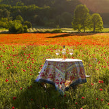 Jardin Red & Grey | French Tablecloths: 90" Round