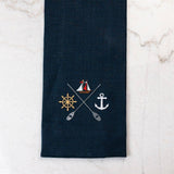 Nautical Crest Linen Towel - New: Navy