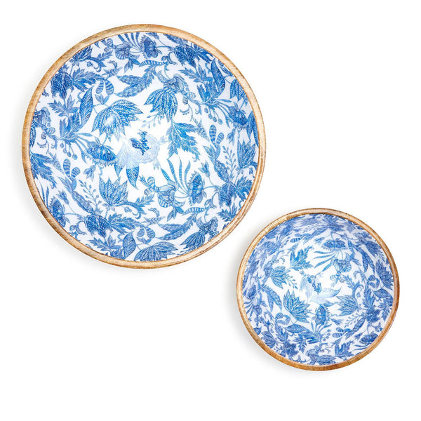 Blue Batik Wooden Bowls