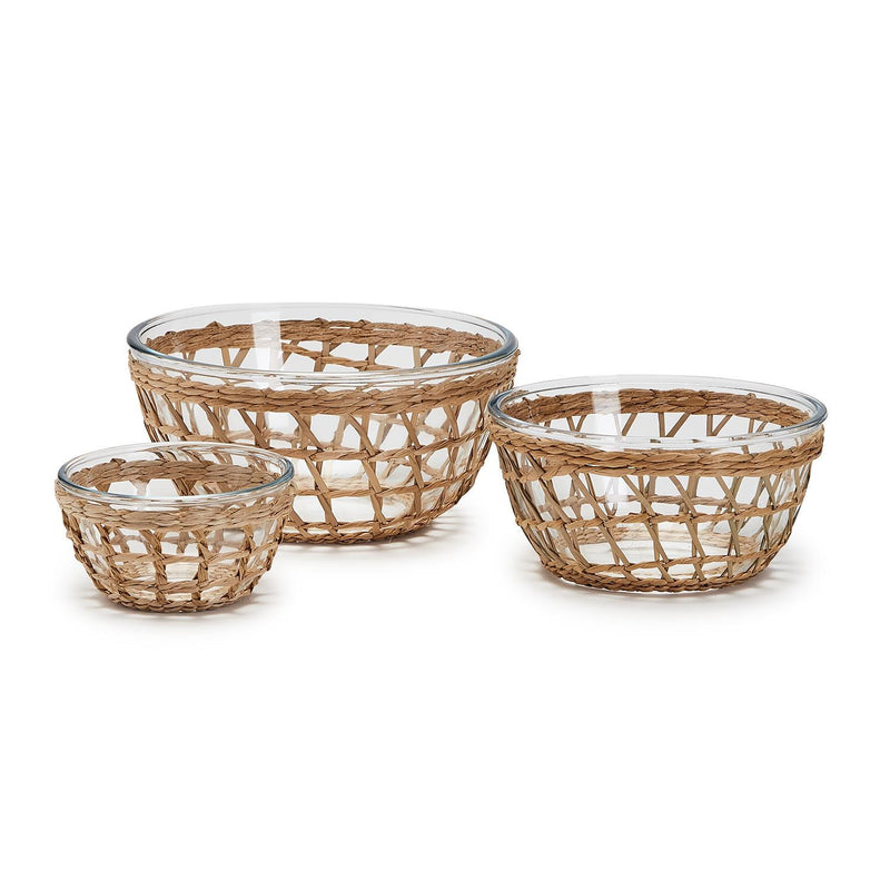 Glass Bowls With Hand-Woven Lattice