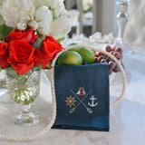 Nautical Crest Linen Towel - New: Navy