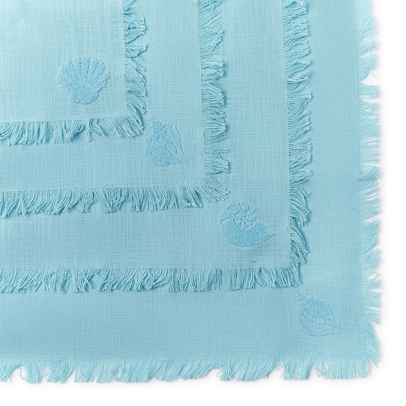 Sea Shell Set of 4 Napkin with Tuft Embroidery Assorted 2 Colors