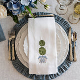 Double Boxwood Topiary Towel: White