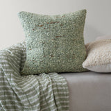 Textured Wool Boucle Decorative Cushion Abstract Distressed: Green