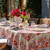 Jardin Red & Grey | French Tablecloths: 90" Round