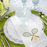 Tennis Linen Towel: White (Olive)