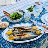 Sitio Stripe 17" Serving Platter - Delft Blue