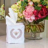 Bumble Bee Linen Tissue Box Cover: White (Taupe)