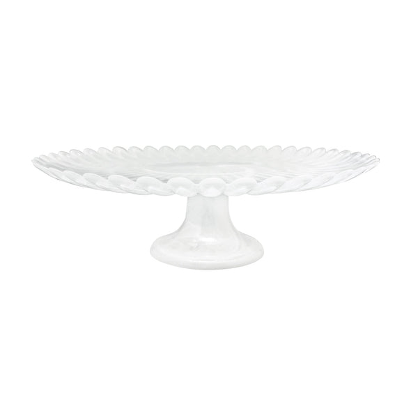 Alabaster Scalloped Cake Stand