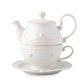 Berry & Thread Tea for One with Saucer - Whitewash