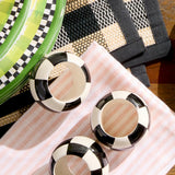 Black and White Check Wood Napkin Rings