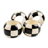 Black and White Check Wood Napkin Rings