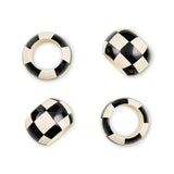 Black and White Check Wood Napkin Rings