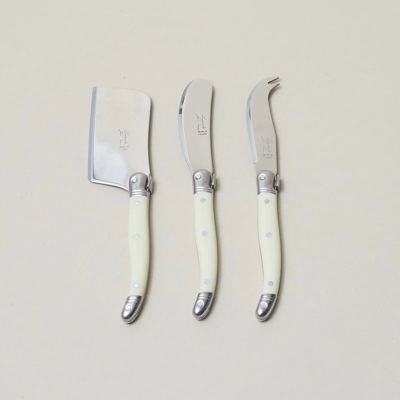 Laguiole 3 Piece Mini Cheese Utensil Set, Ivory