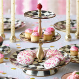 Check Enamel Three-Tier Sweet Stand
