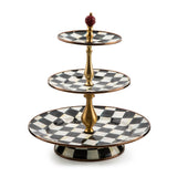 Check Enamel Three-Tier Sweet Stand