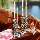 Check Enamel Dinner Candlestick Holder