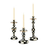 Check Enamel Dinner Candlestick Holder