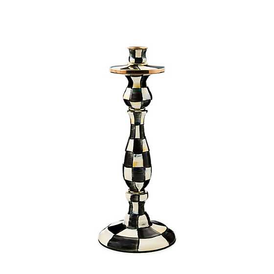 Courtly check enamel candlestick