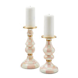 Check Enamel Pillar Candlestick Holder