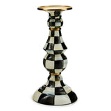 Check Enamel Pillar Candlestick Holder