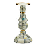 Check Enamel Pillar Candlestick Holder