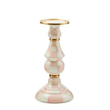 Check Enamel Pillar Candlestick Holder